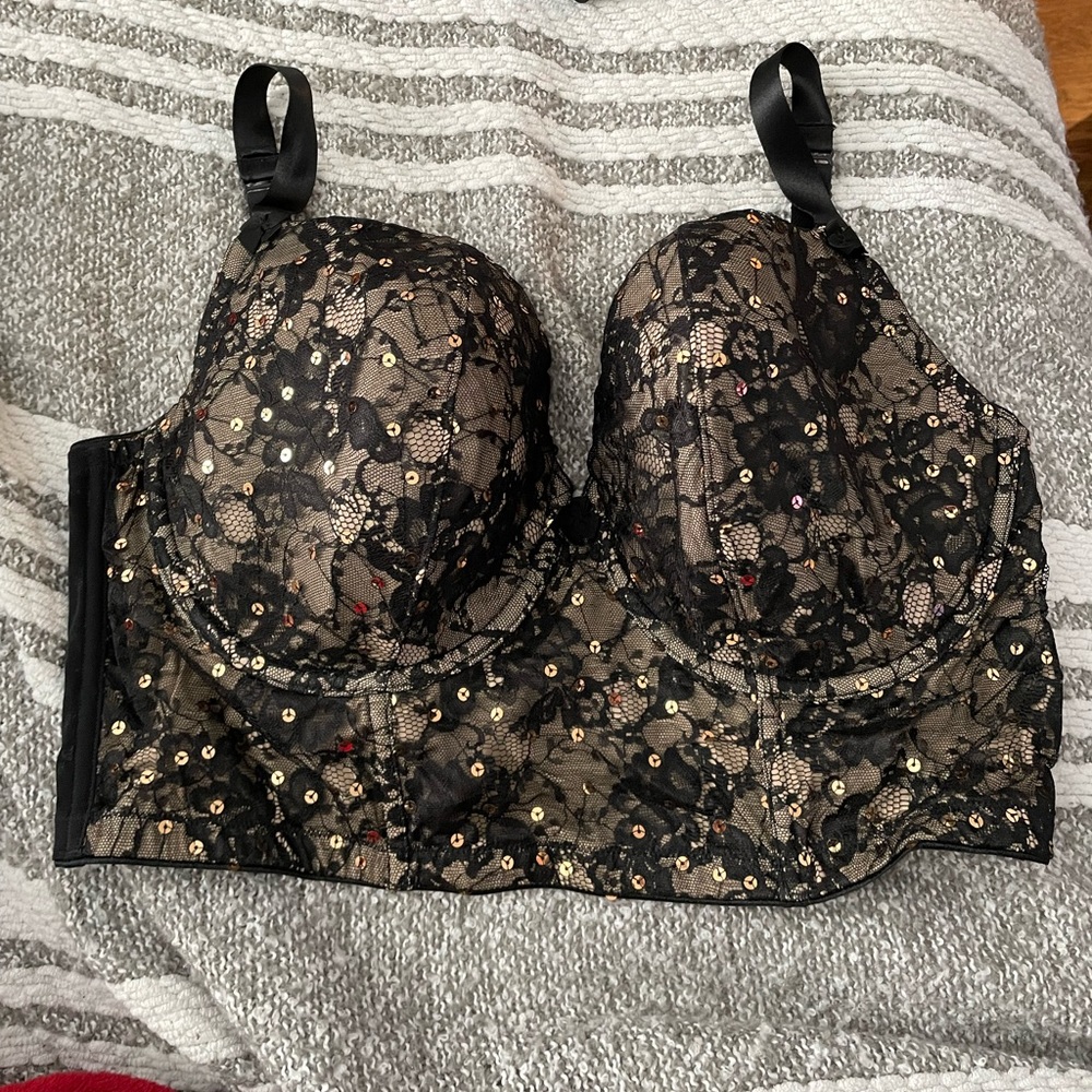 Cacique black and gold sequin lingerie 40DDD